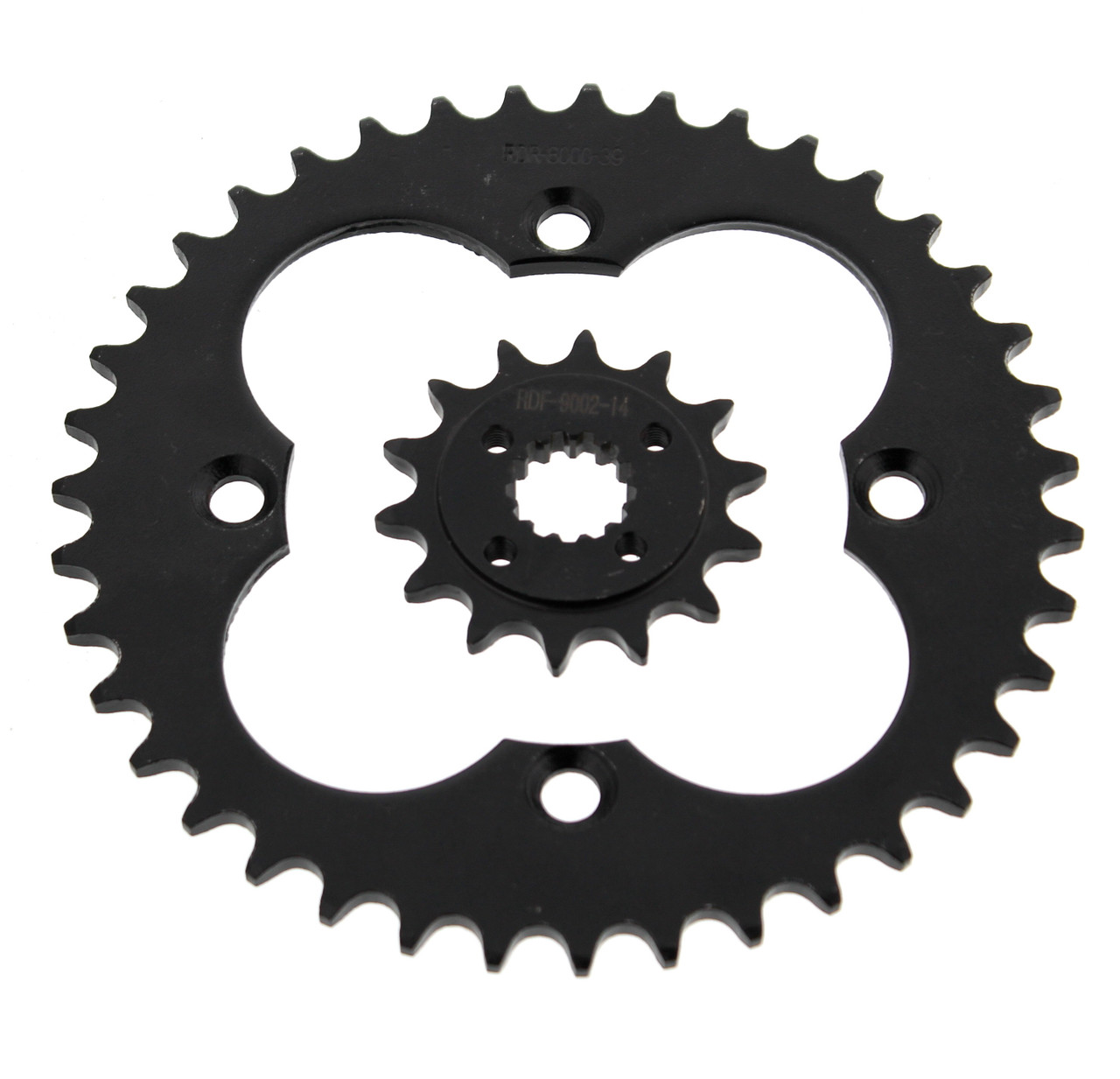 2009 - 2012 Honda TRX400X TRX400 14 Tooth Front & 39 Tooth Rear Black Sprocket