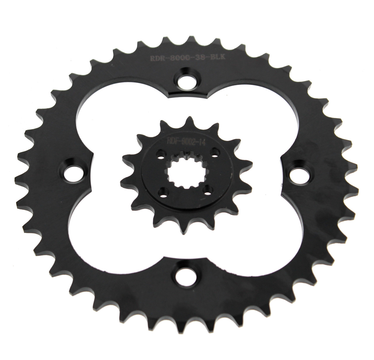 2005-2008 Honda TRX400EX 400EX 14 Tooth Front & 38 Tooth Rear Black Sprocket
