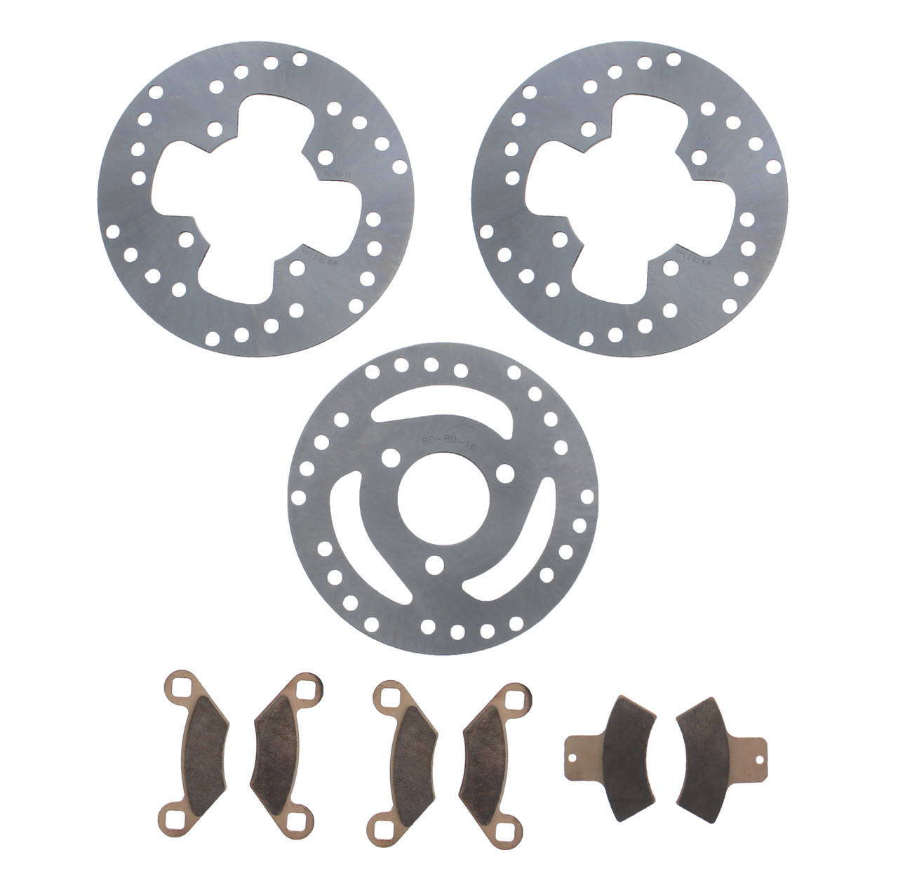 Front & Rear Brake Rotors & Brake Pads fits 2000 - 2002 Polaris Xplorer 250 4x4