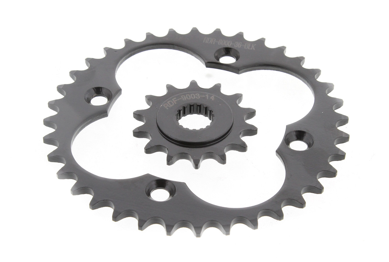 2004 - 2014 Honda TRX450R 14 Tooth Front & 36 Tooth Rear Black Sprocket