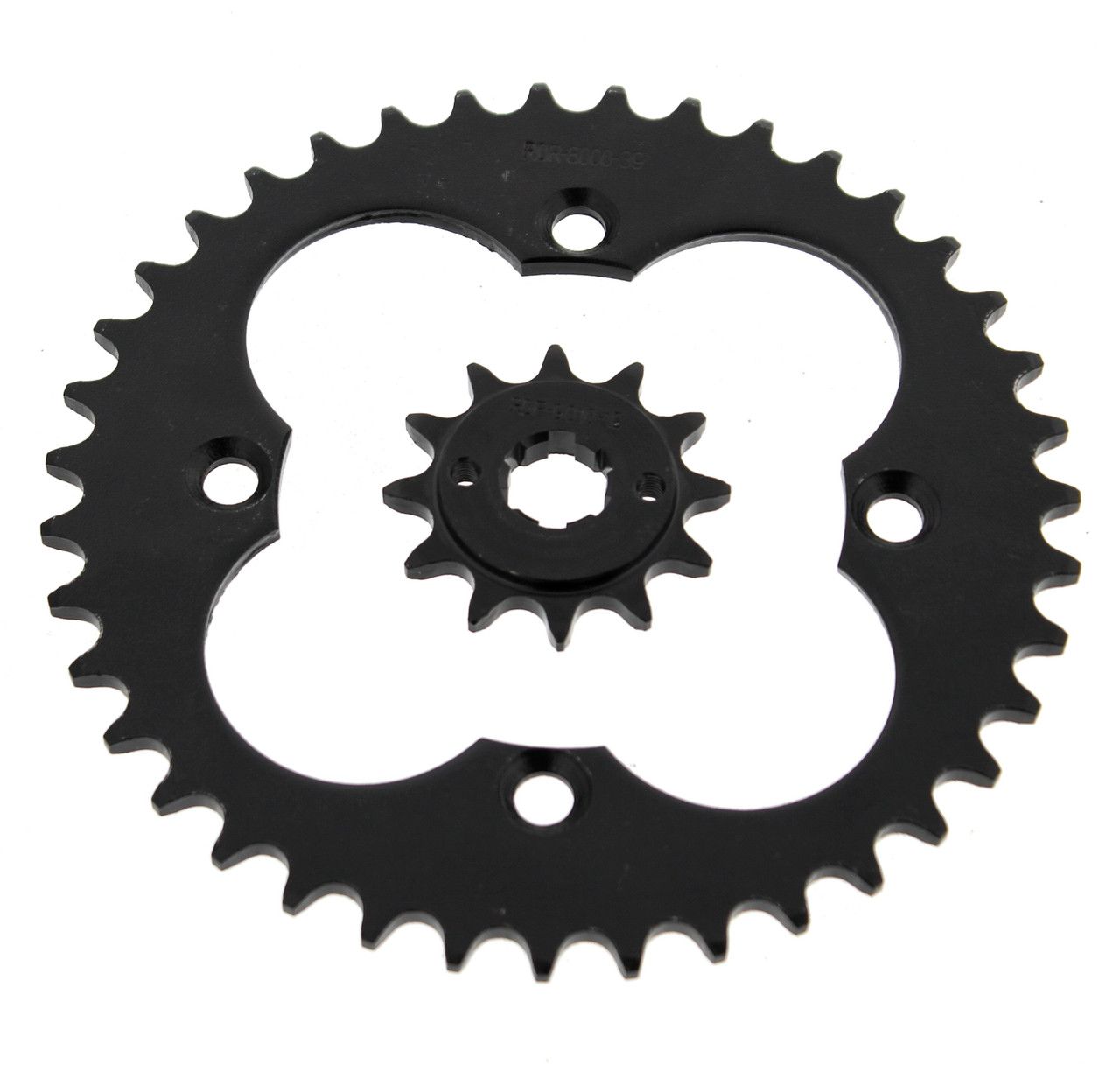 1986 1987 Honda TRX250R 250R 12 Tooth Front and 39 Tooth Rear Black Sprocket