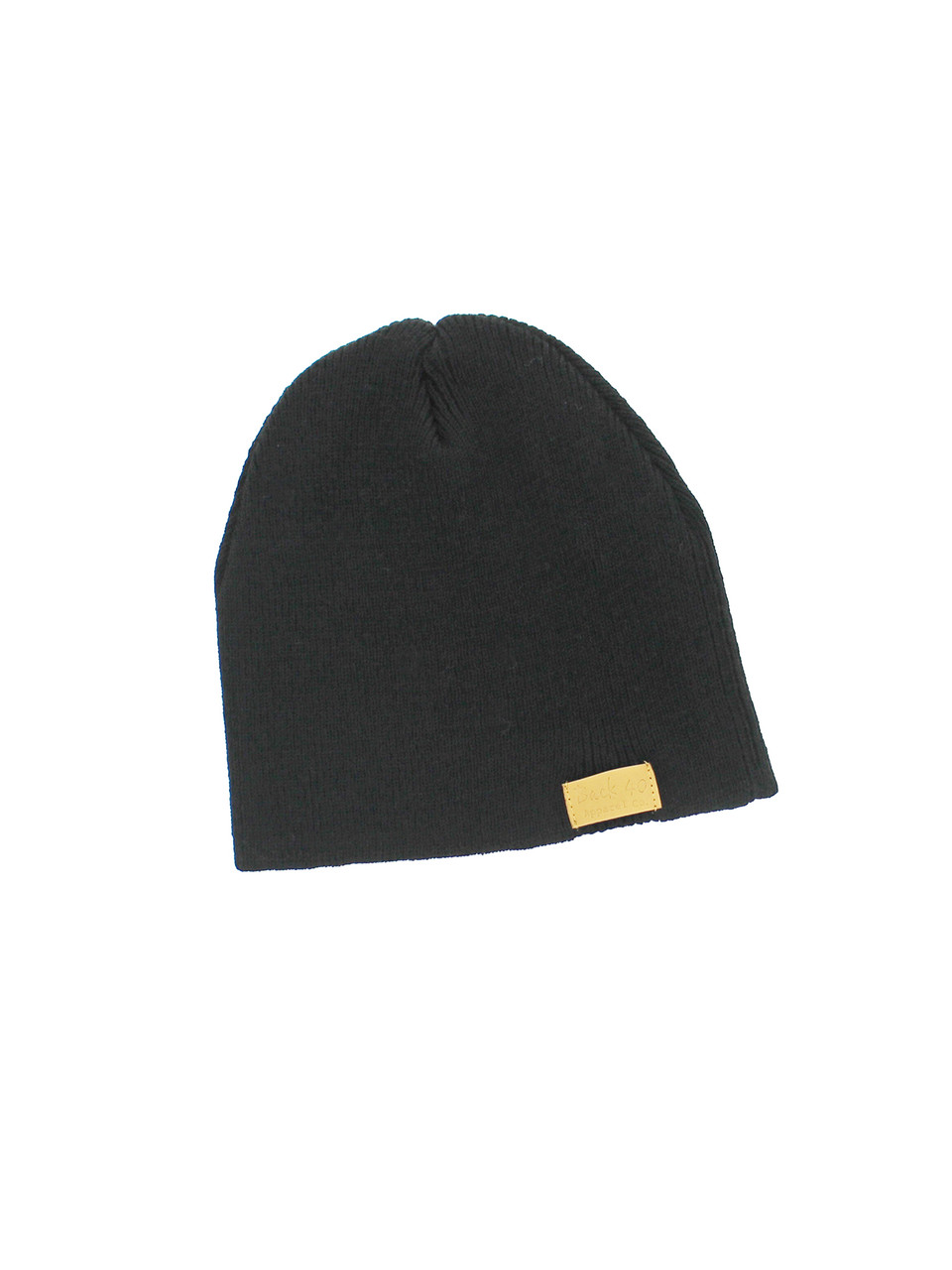 Four Seam Cuffless Beanie Unisex Black Thick and Warm Knit Winter Hat by Back 40