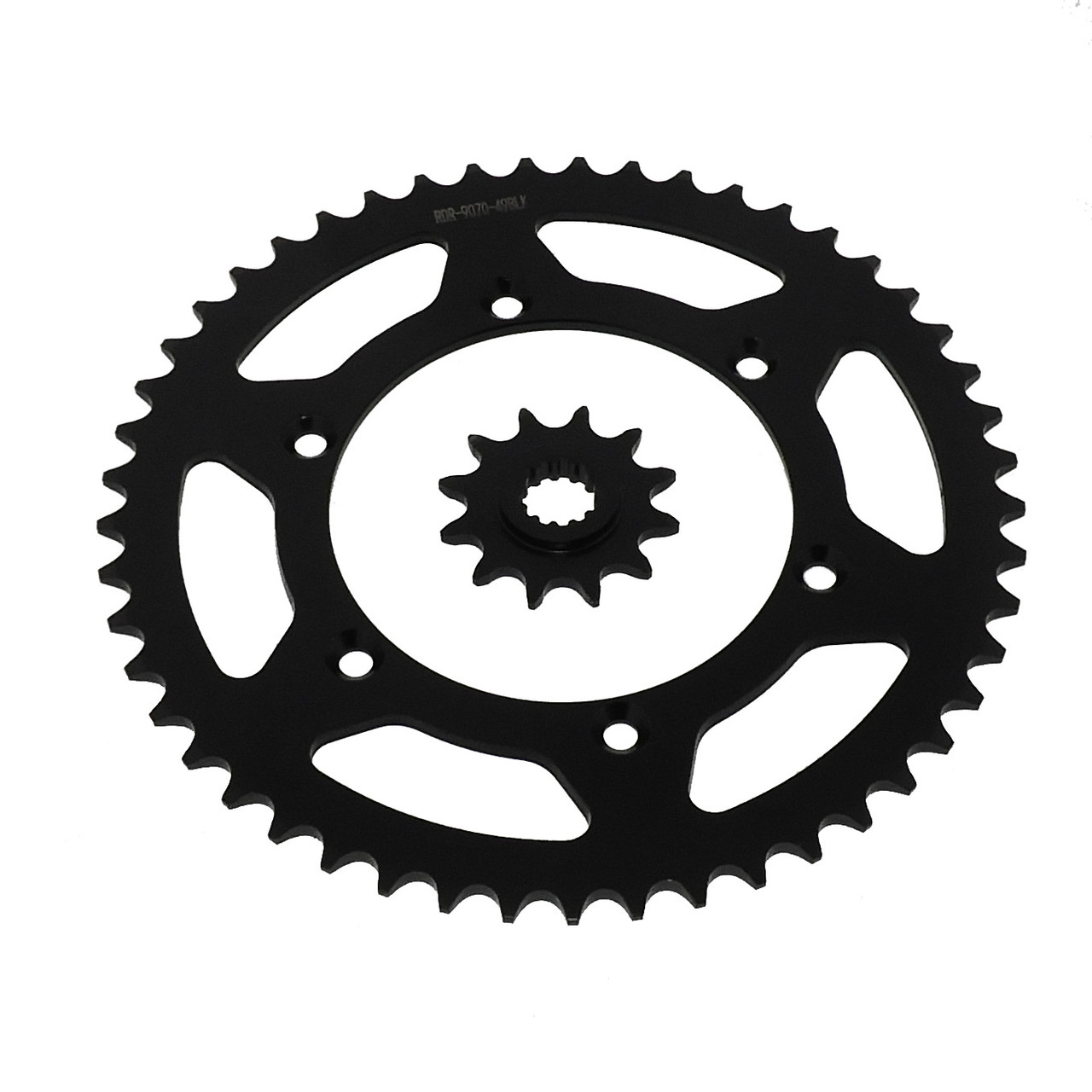 12 Tooth Front and 49 Tooth Rear Black Sprocket fits Suzuki DR-Z250 2001-2007