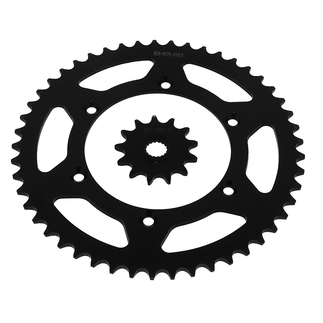 Front 13 Tooth & 49 Tooth Rear Black Sprocket fits Suzuki RM125 1990 - 2008