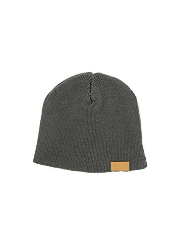 Four Seam Cuffless Beanie Unisex Grey Thick and Warm Knit Winter Hat by Back 40