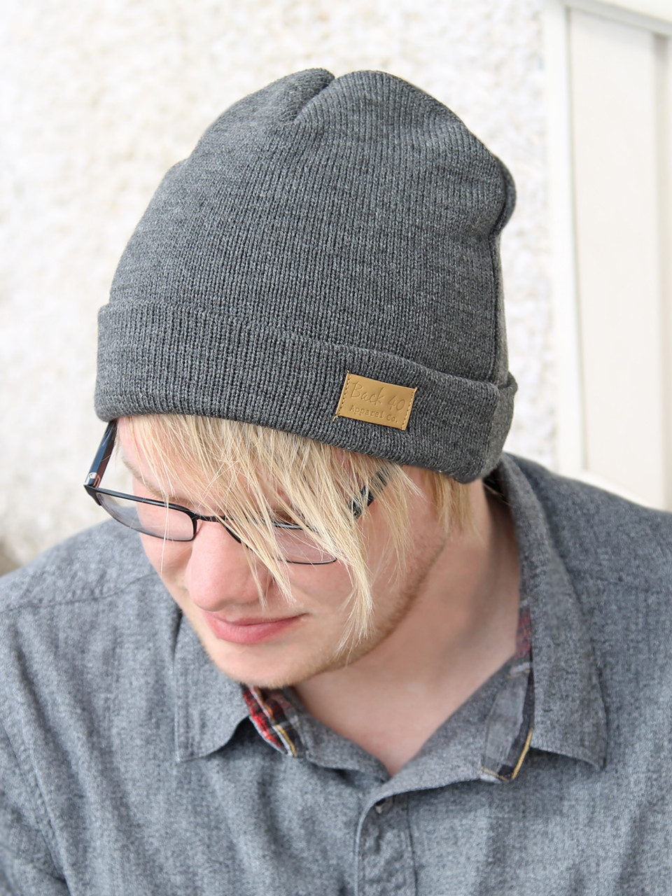 Four Seam Cuffed Beanie Unisex Light Grey Thick Warm Knit Winter Hat by Back 40