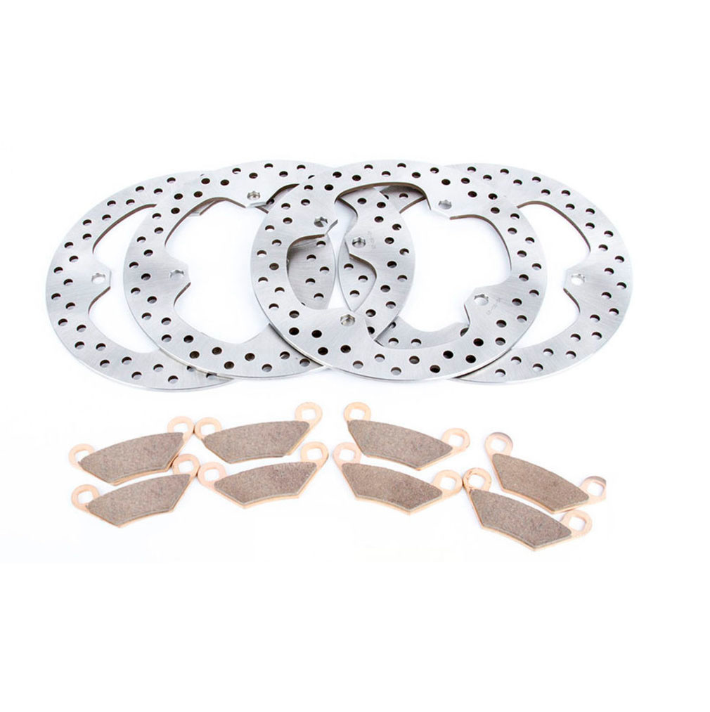 Front & Rear Brake Rotor Discs & Brake Pads 2011-14 Polaris Sportsman 550 Forest