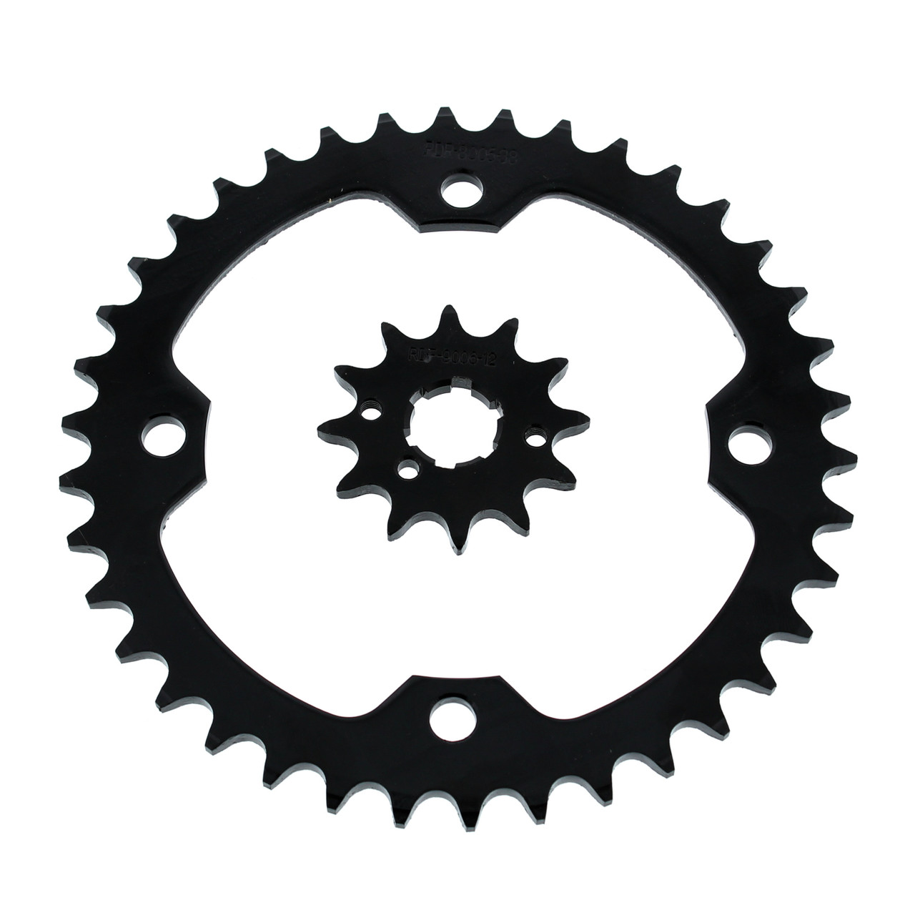 2007-2009 Yamaha Raptor YFM350 12 Tooth Front And 38 Tooth Rear Black Sprocket