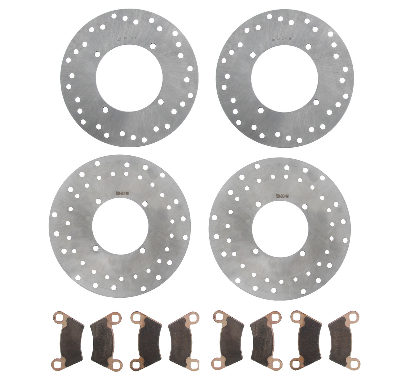 2004-05 Polaris Ranger 500 2x4 Front and Rear Brake Rotors and MudRat Brake Pads