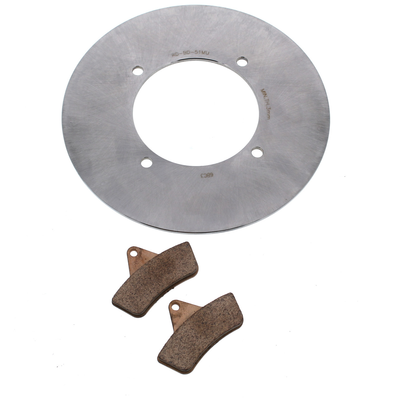 Rear MudRat Brake Rotor Disc and Brake Pads fits 2001 - 2004 Arctic Cat 250 4X4