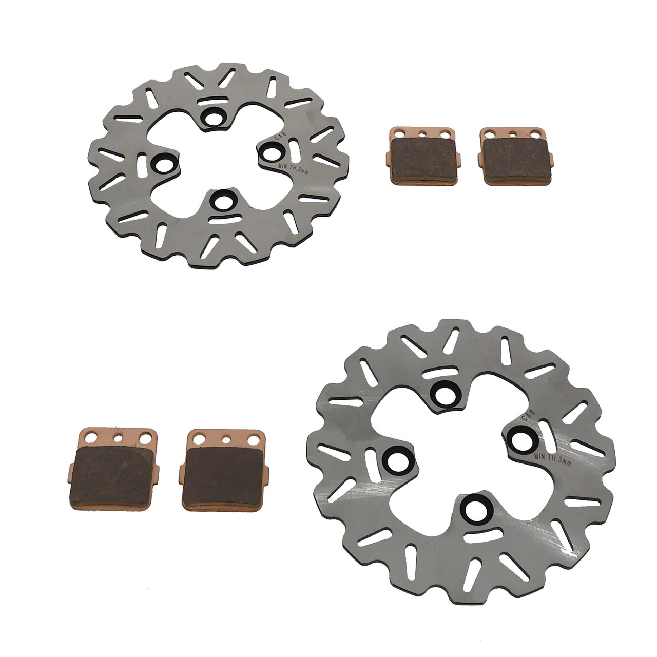 Yamaha Warrior 350 YFM350 Front RipTide Brake Rotors and Brake Pads 1989 - 2004