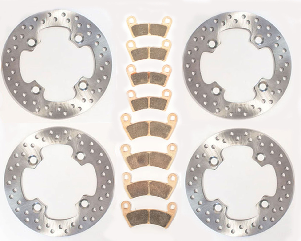 Front & Rear Brake Rotors & MudRat Brake Pads 2016 Polaris General 1000 Deluxe