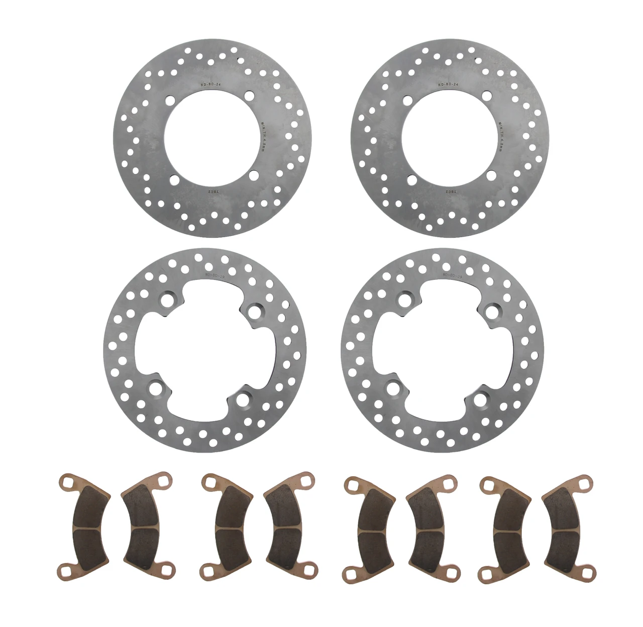 Front & Rear Rotors & MudRat Brake Pads fits 2010-2016 Polaris Ranger 800 6x6