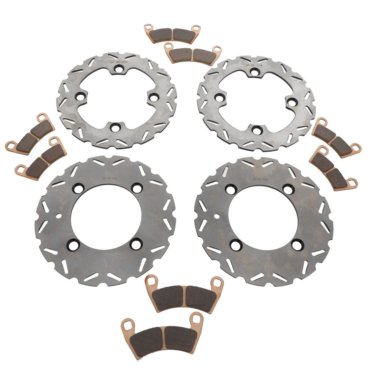 Front and Rear RipTide Rotors and MudRat Brake Pads 2017 Polaris General 4 1000