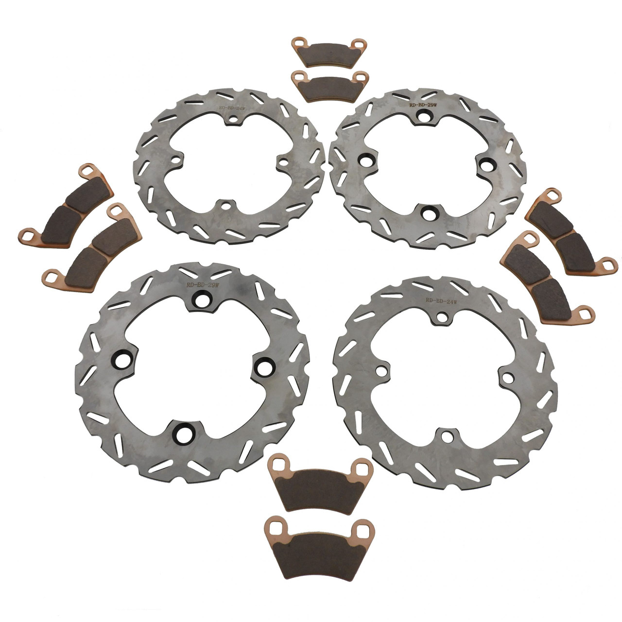 Front & Rear RipTide Rotors & MudRat Brake Pads 2010 2011 Polaris Ranger HD 800