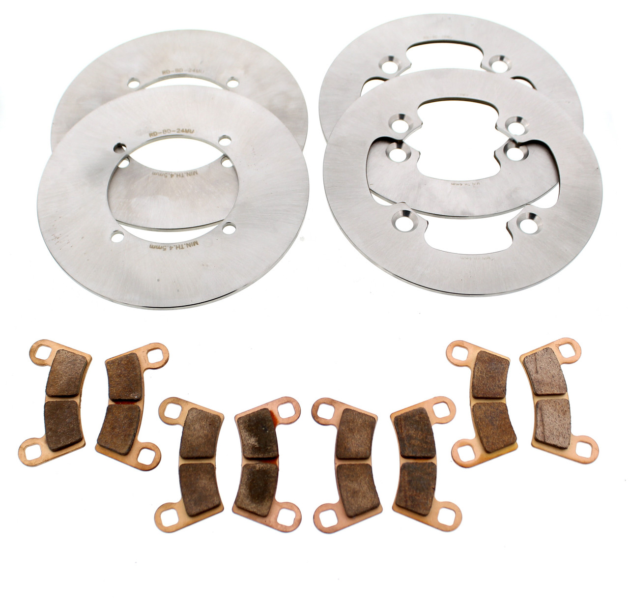 Front & Rear MudRat Brake Rotors & Brake Pads fits 2017 Polaris RZR S 570 EPS