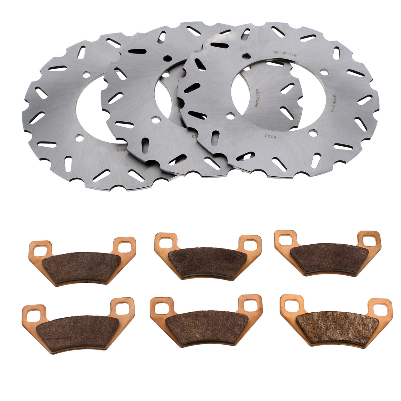RipTide Front and Rear Brake Rotors and Brake Pads fits 2005 Arctic Cat 250 4x4