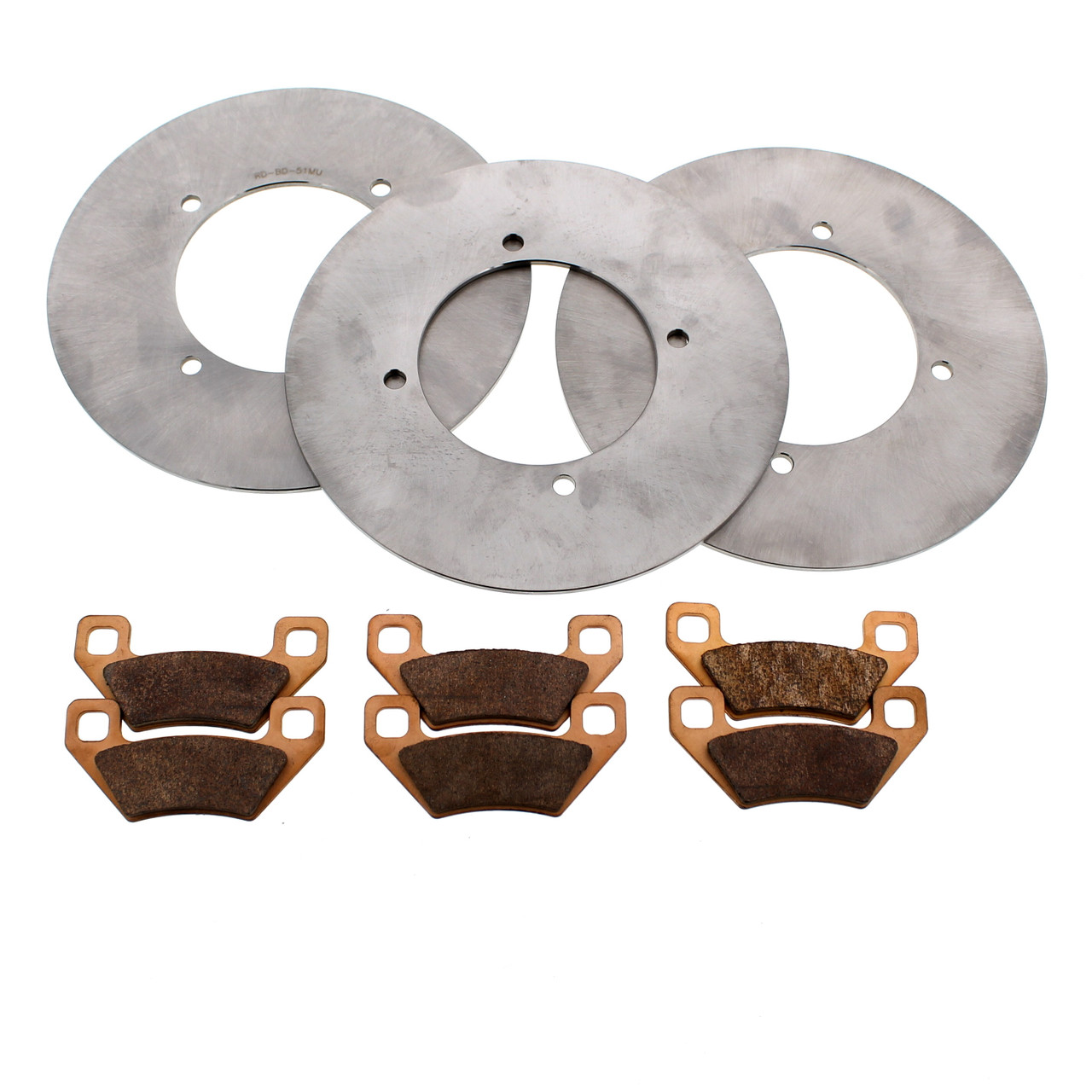 Front and Rear MudRat Brake Rotors and Brake Pads fits 2005 Arctic Cat 250 4x4