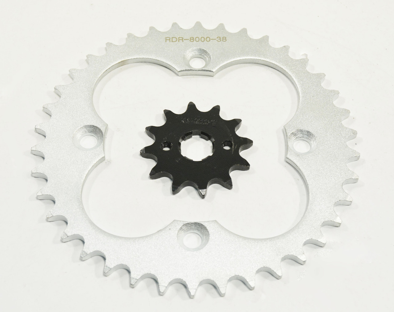 87-92 Honda FourTrax TRX250X 250X 12 Tooth Front & 38 Tooth Rear Silver Sprocket