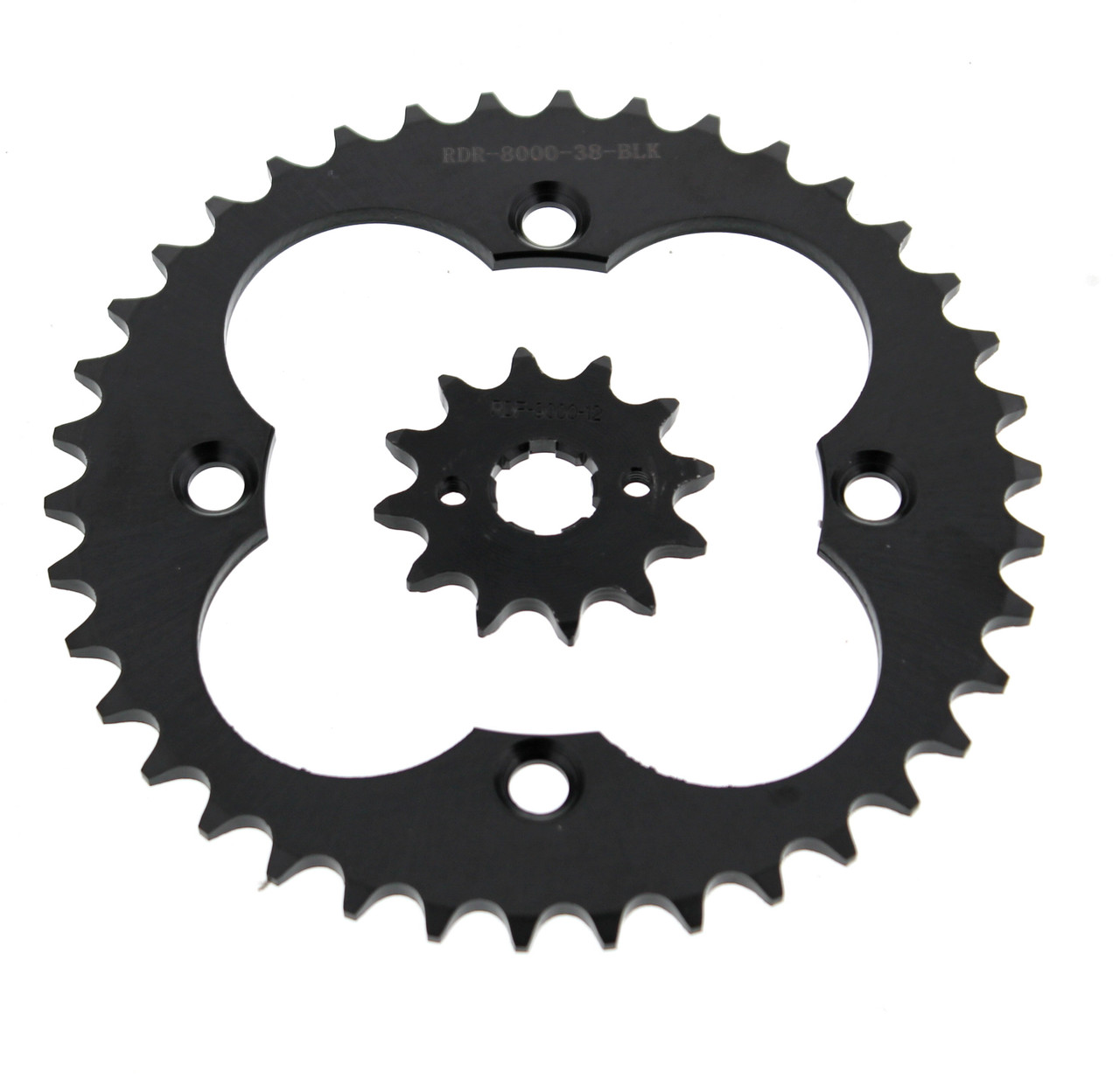 2005-2008 Honda 300EX TRX300EX 12 Tooth Front & 38 Tooth Rear Black Sprocket