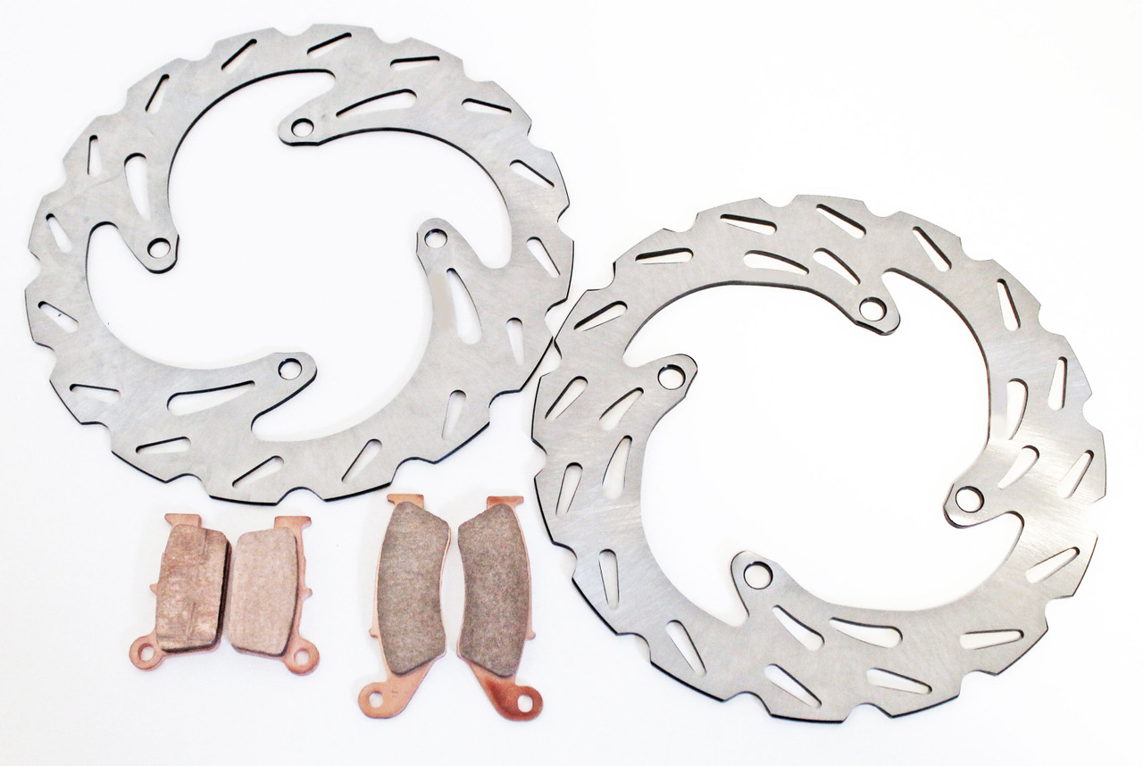 2008 2009 Kawasaki KX450 KLX 450R Front & Rear RipTide Brake Rotors & Brake Pads