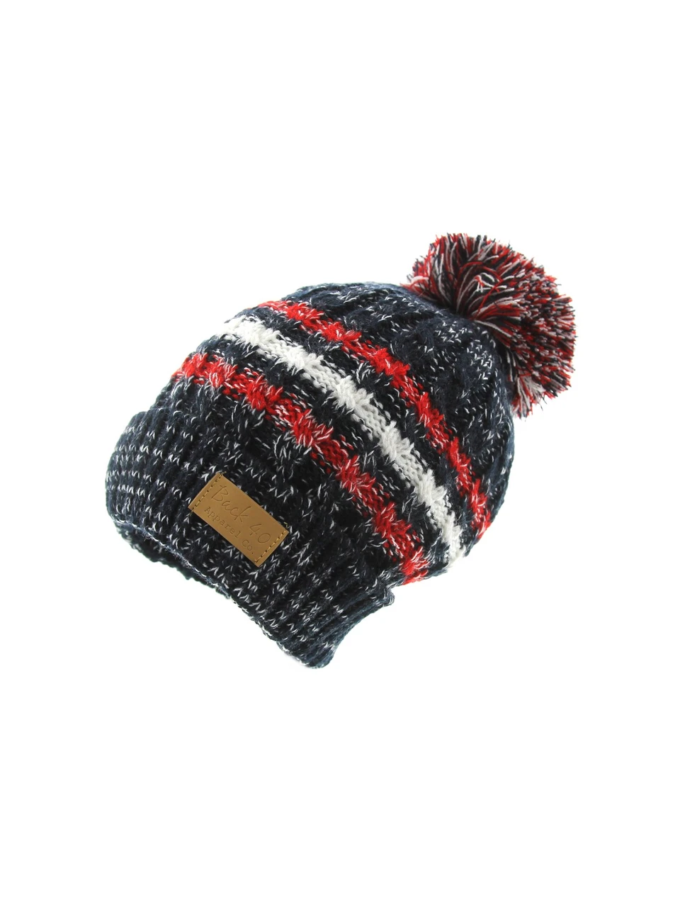 Cable Pom Pom Cuffed Beanie Unisex USA Thick and Warm Knit Winter Hat by Back 40