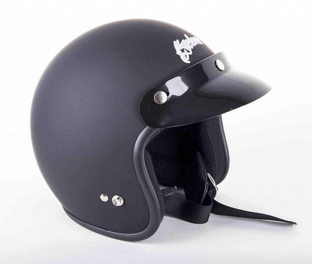 Matte Black Cyclone Open Face Motorcycle Helmet DOT Certified 3 Snap Visor