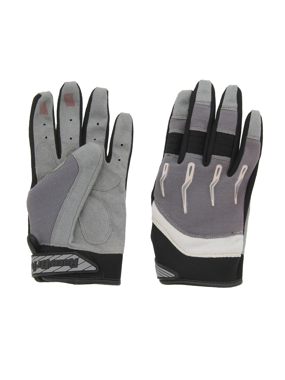 Race-Driven ATV/MX/Off Road Silicone Fingertip Riding Glove - Silver Youth Large
