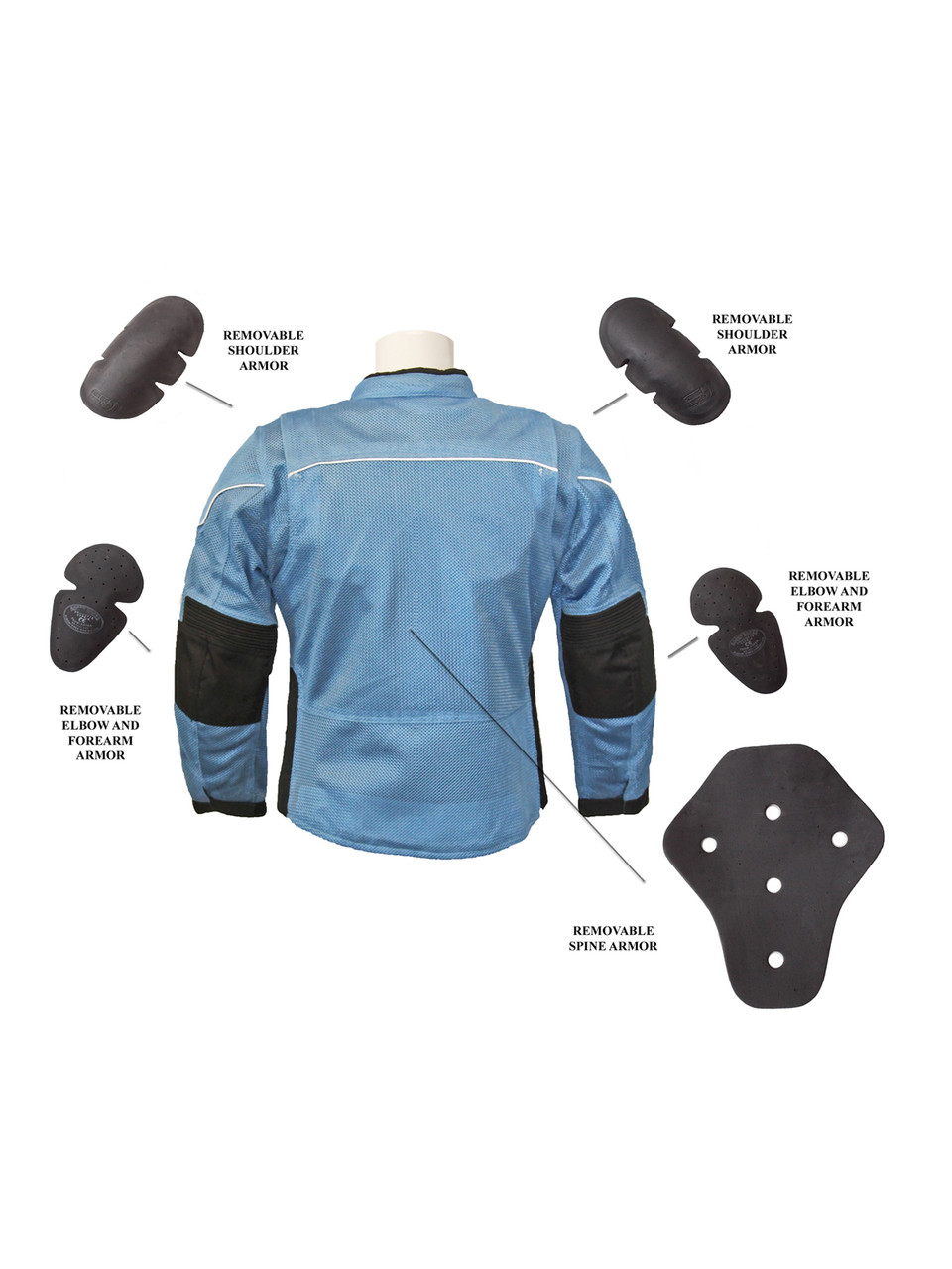 RoadDog Hurricane Mesh Motorcycle Riding Jacket Powder Blue Women's