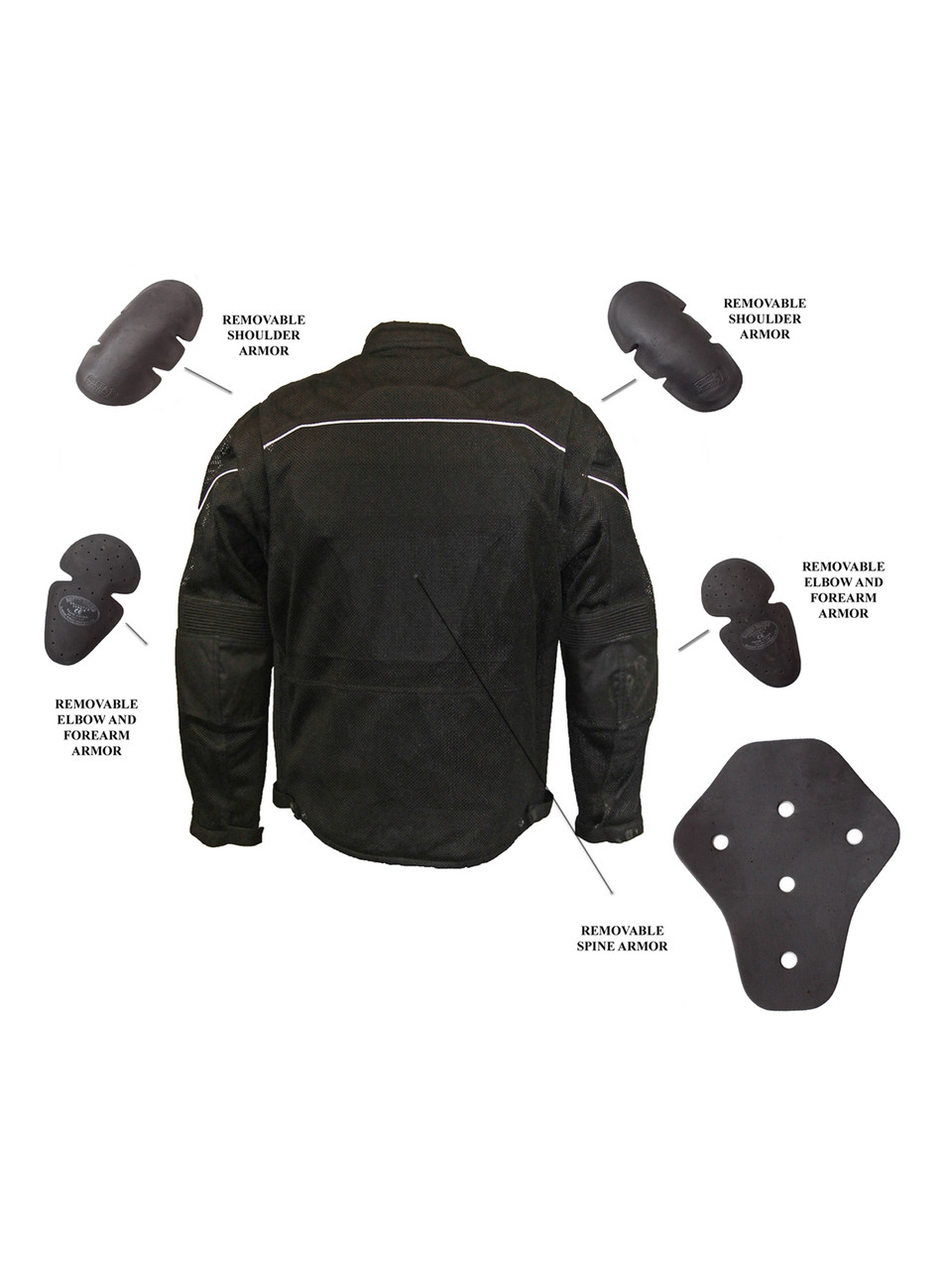 RoadDog Hurricane Mesh Motorcycle Riding Jacket Black Men's