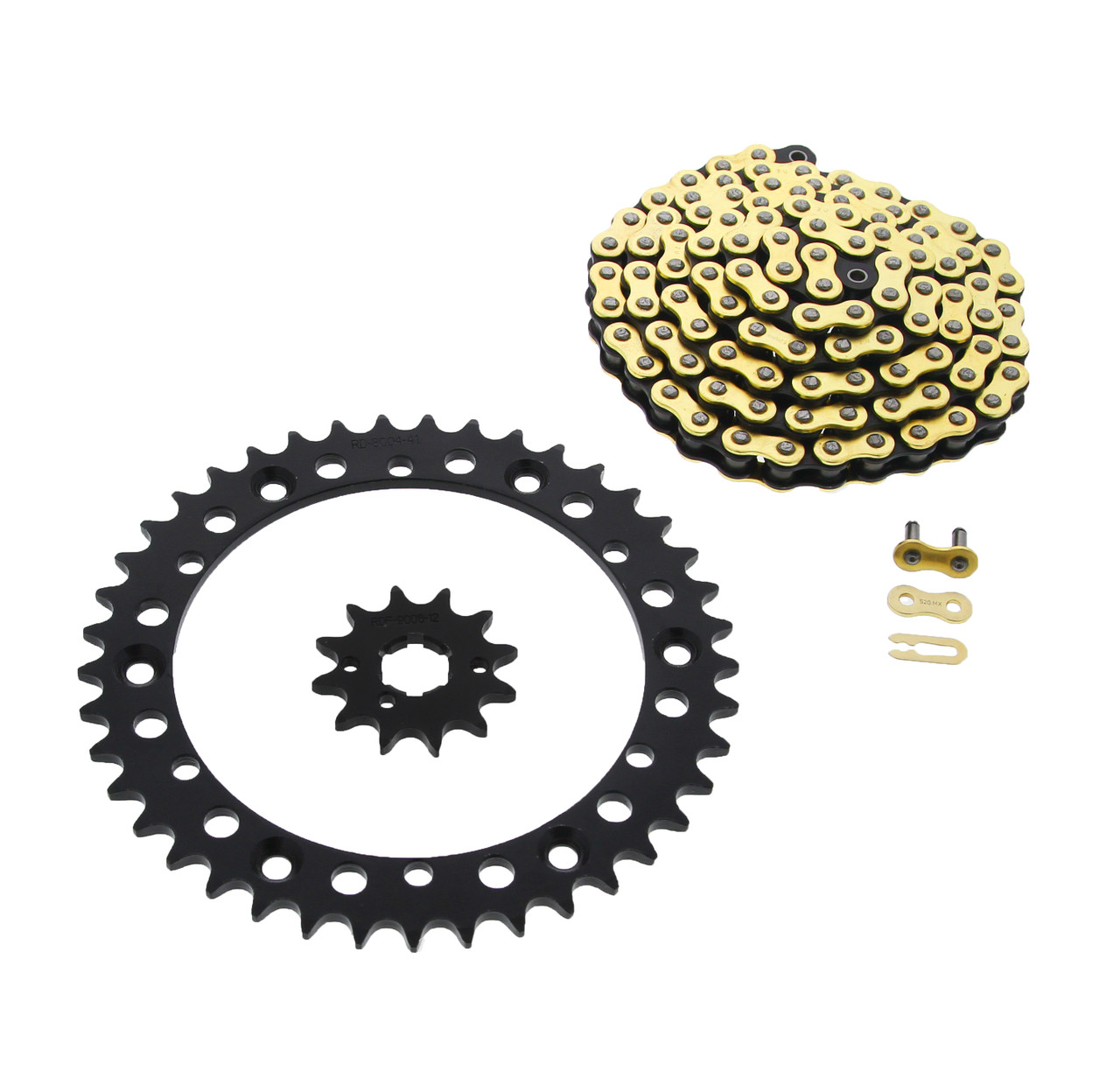 97-2000 Yamaha YFM350 350 Warrior Xtreme Gold MX Chain & Blk Sprocket 12/41 98L