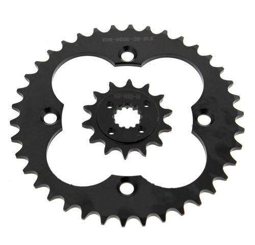 2009 - 2012 Honda TRX400X TRX400 14 Tooth Front & 38 Tooth Rear Black Sprocket