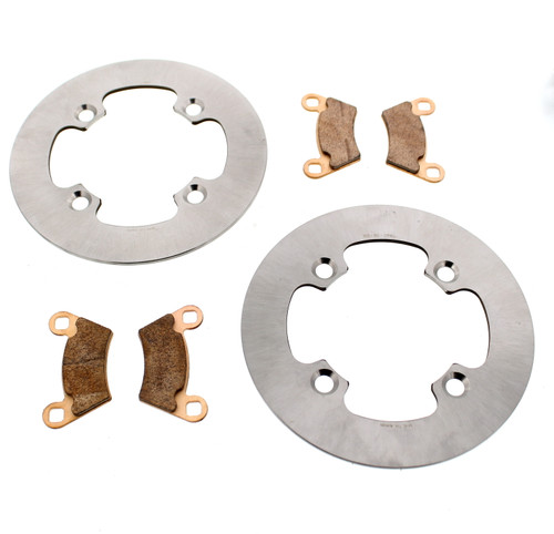 Front MudRat Brake Rotors Discs & Brake Pads fits 2017 - 2018 Polaris Ace 570 SP