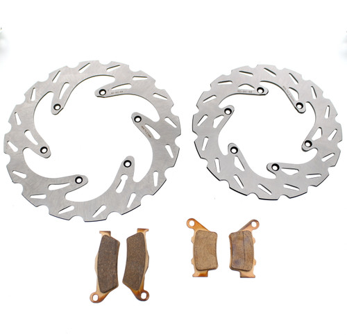 Front and Rear RipTide Brake Rotors and Brake Pads fits 2001 2002 KTM 520 SX