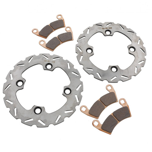 Front RipTide Rotors and MudRat Brake Pads fits 2011-13 Polaris RZR XP 900 Razor