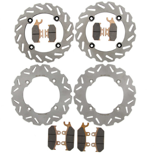 RipTide Front & Rear Brake Rotors & Brake Pads 16-17 Can-Am Maverick Turbo 1000