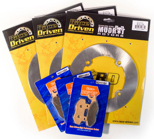 Front & Rear MudRat Brake Rotors & Brake Pads 2017 Can-Am Commander 1000 Hunting