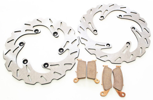 Brake Rotors Discs and Brake Pads fits Yamaha YZ250 2002 Front and Rear RipTide