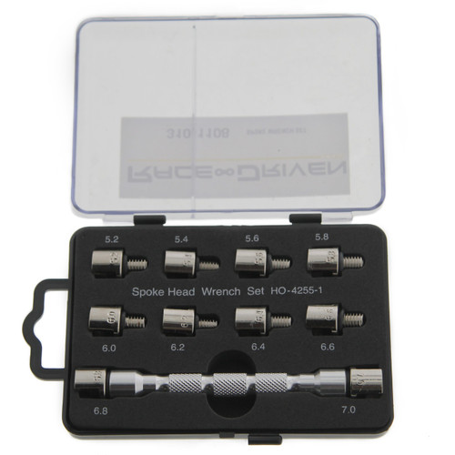 Race-Driven Pro Series Spoke Head Wrench Set with 10 Heads No Slip Handle Wrench