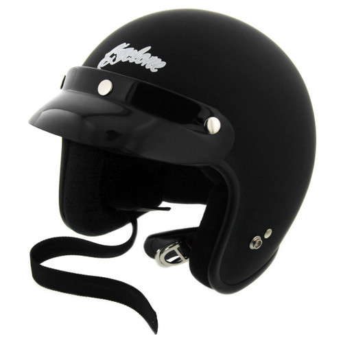 Matte Black Cyclone Open Face Motorcycle Helmet DOT Certified 3 Snap Visor