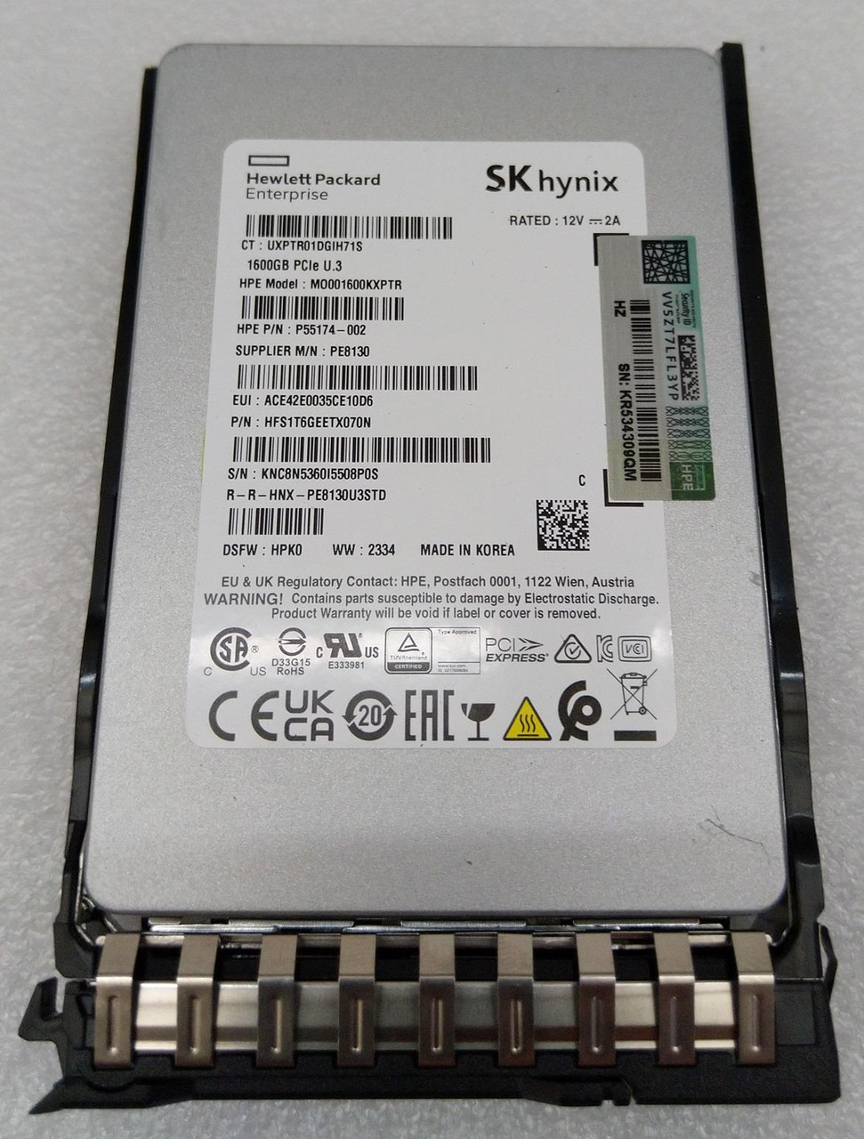HEWLETT PACKARD　82902M　１台 HP 1.6TB U.3 NVMe MU SSD P55174-002   High-Performance
