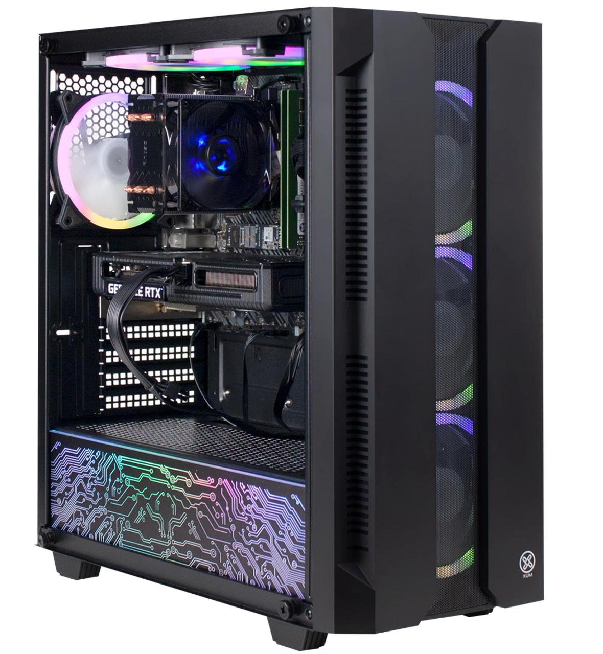 XUM Elite Gaming PC Black Prebuilt AMD Ryzen 5 5500 RTX 3050 6GB GPU 16GB DDR4 RAM 512GB SSD + 1TB