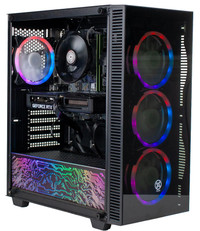 XUM Titan Gaming PC front view showcasing sleek design and RGB lighting