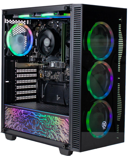 XUM Titan Prebuilt Gaming PC: AMD Ryzen 5 5600G, Radeon Vega 7 Integrated Graphics, 16GB DDR4 RAM, 256GB NVMe SSD, 1TB HDD, 500W PSU 80+ Bronze, aRGB, WiFi 5, Windows 11 Home