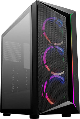 Cooler Master CMP 510 PC Case - Mid-Tower Chassis with ARGB Strip, Mesh Front Intake, 3 x 120mm ARGB Fans, Tempered Glass Side Panel, Versatile Cooling & Component Support, Breathable PSU Shroud