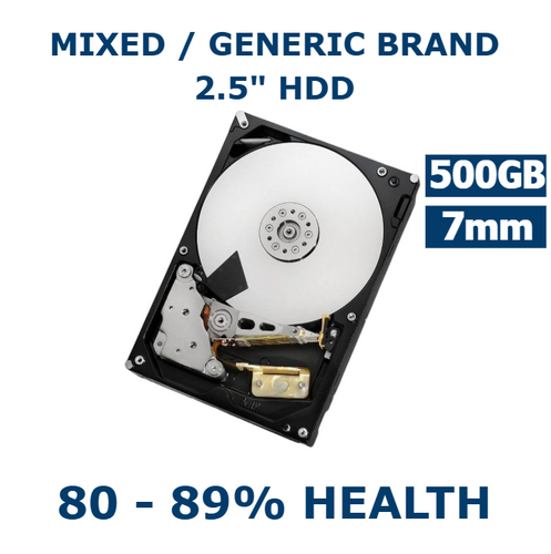 500GB 2.5in SATA HDD 7mm 80-89% Health Internal Laptop Hard Drive