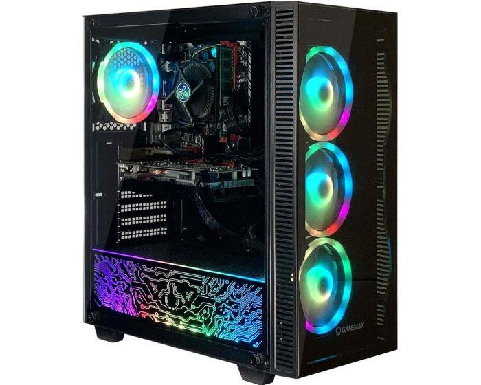 XUM Titan Gaming PC Case, ATX , Black, 4 x 120mm ARGB FANS, RGB Remote, Tempered Glass, mATX, Micro-ATX