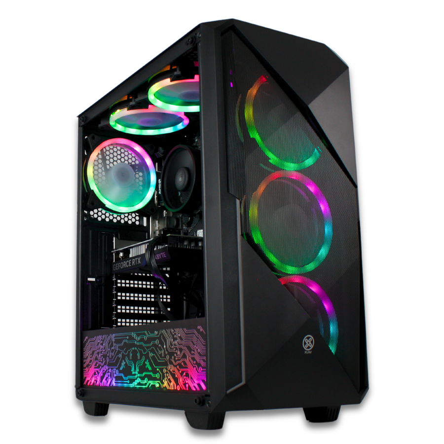 XUM Legend Prebuilt Gaming PC: AMD Ryzen 5 5500, NVIDIA GeForce RTX 5060 8GB, 32GB DDR4 RAM, 512GB NVMe SSD, 1TB HDD, 650W PSU 80+ Bronze, aRGB, WiFi 5, Windows 11 Home