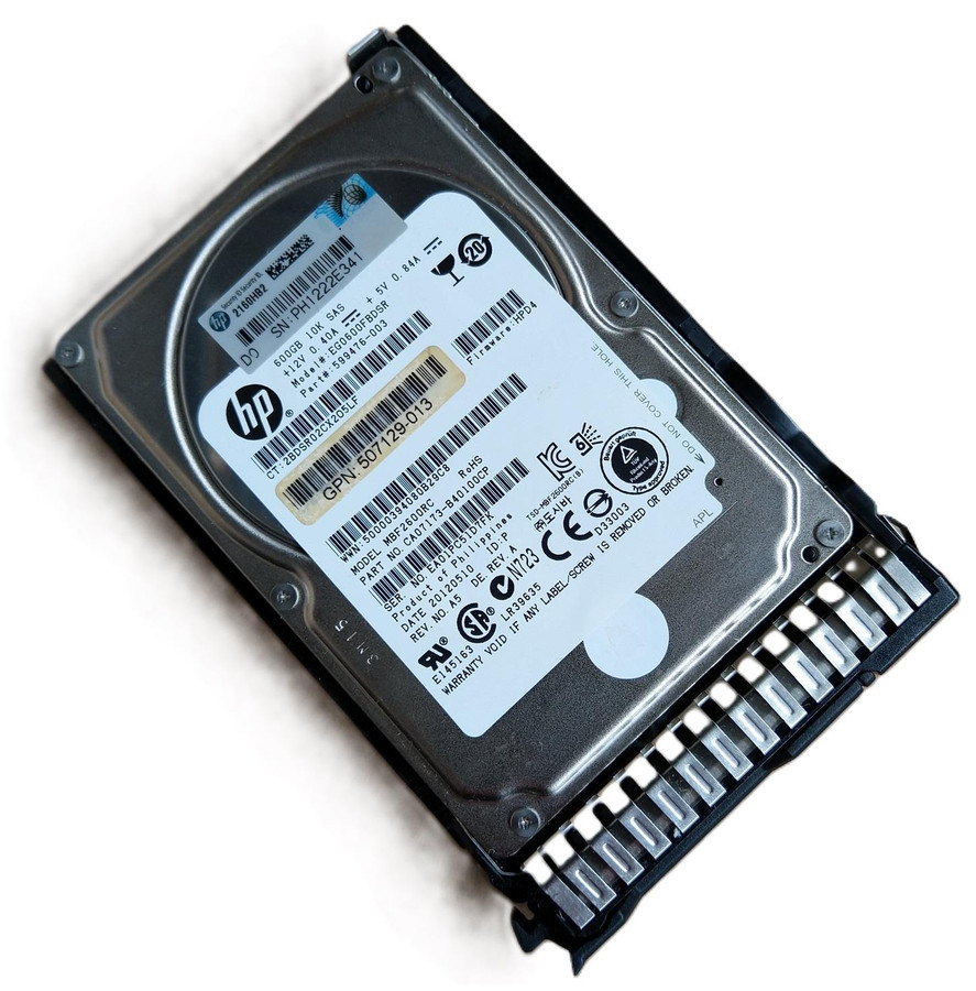 HP 600GB SAS2 HDD 10K 6Gbps 2.5" with G8-G10 Caddy 599476-003 653957-001 EG0600FBDSR