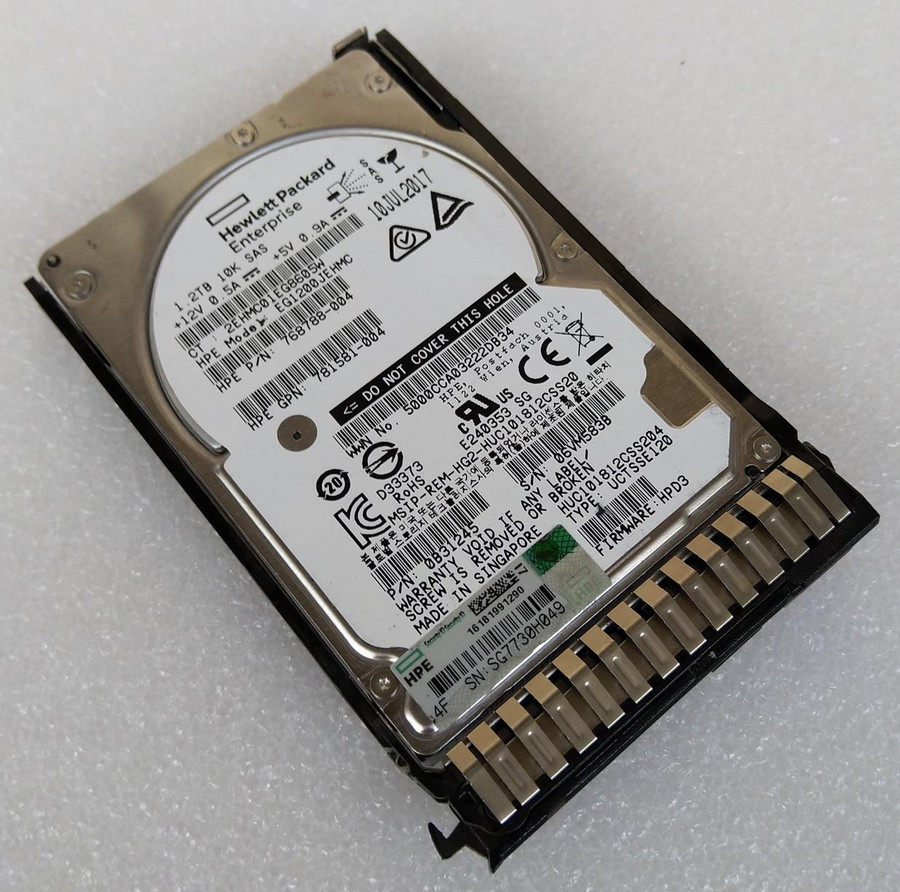 HP 1.2TB SAS2 HDD 10K 6Gbps 2.5" with G8-G10 Caddy 768788-004 EG1200JEHMC no label